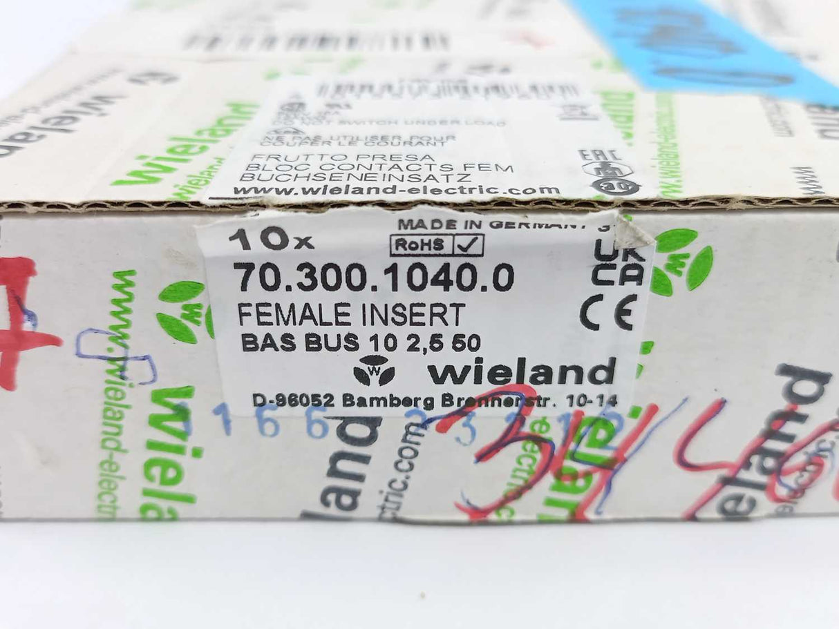 Wieland 70.300.1040.0 Female Insert BAS BUS 10 2,5 50 8pcs. Batch