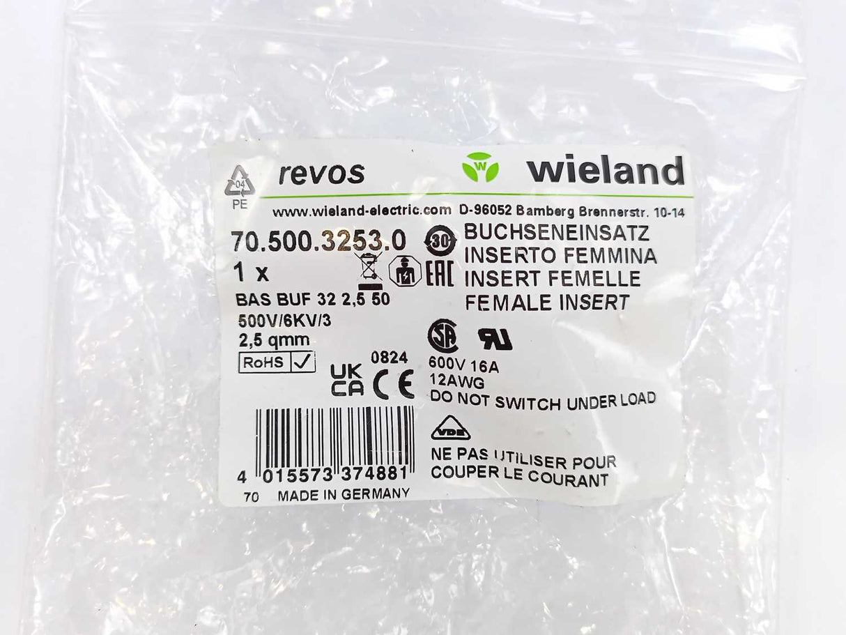 Wieland 70.500.3253.0 Socket Female Insert 2 pcs. Batch