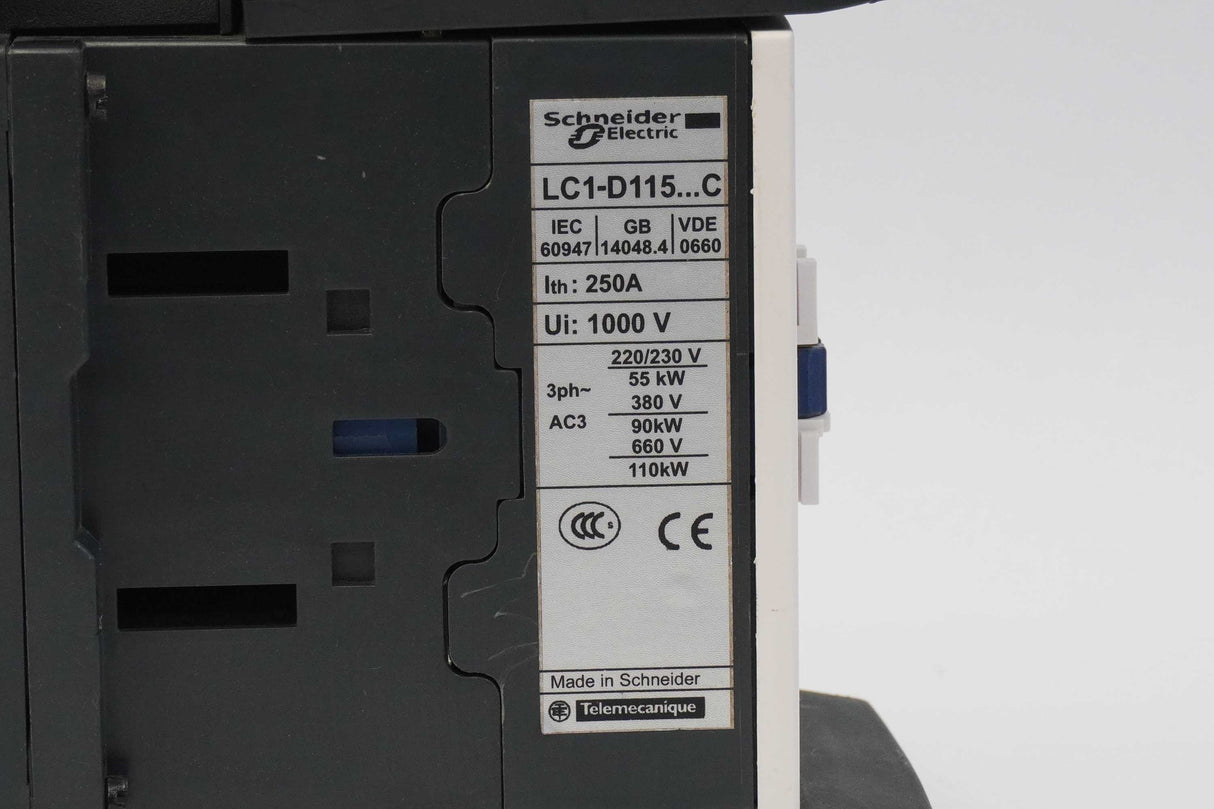 Schneider Electric LC1-D115 TeSys D Series AC Magnetic Contactor with LAEN22