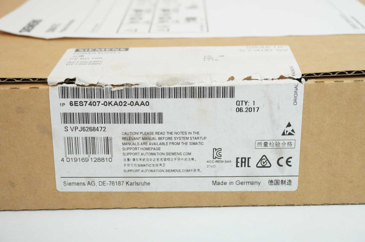 Siemens 6ES7407-0KA02-0AA0 SIMATIC S7-400 SV Power Supply PS 407 10A