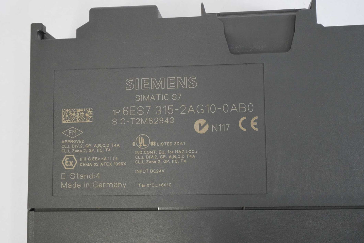 Siemens 6ES7 315-2AG10-0AB0 SIMATIC S7-300, CPU 315-2DP Central Processing Unit