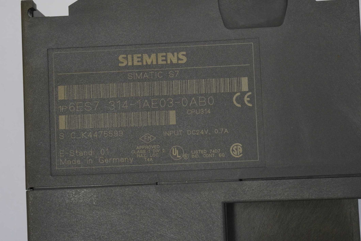Siemens 6ES7 314-1AE03-0AB0 SIMATIC S7-300, CPU 314 Central Processing Unit