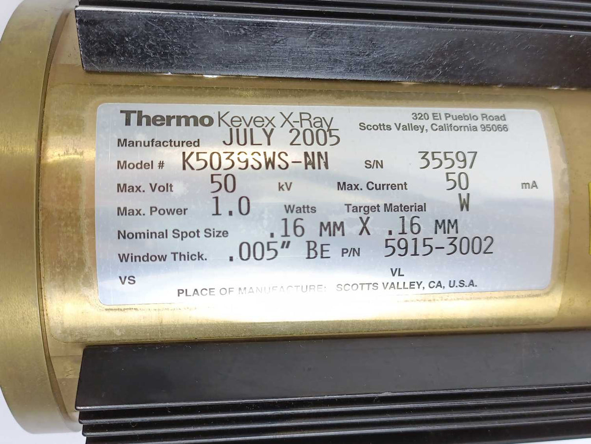 Thermo Fisher Scientific 5915-3002 K5039SWS-NN Kevex Ray Source Tube
