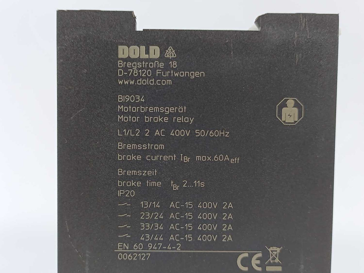 DOLD B19034 Motor Break Relay Ministop