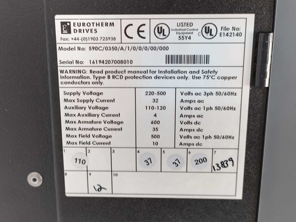 Eurotherm Drives 590C/0350/A/1/0/0/0/00/000 DC Drive Digital Converter
