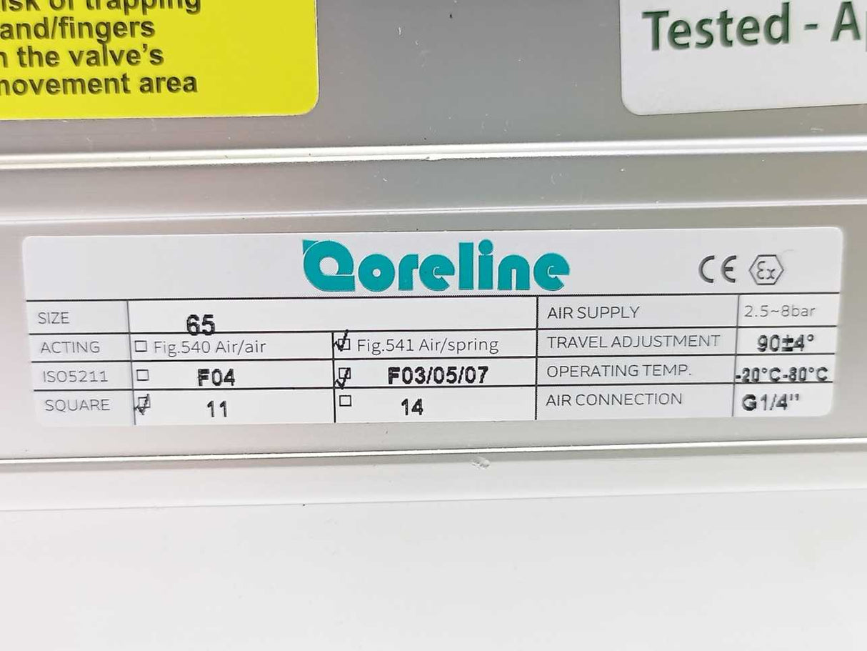 Coreline Fig. 541 Air/Spring Rack & Pinion Pneumatic Actuator w/ Position Sensor