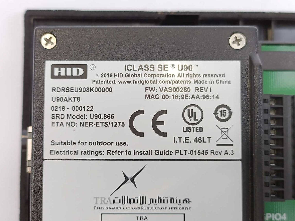 HID RDRSEU908K00000 iCLASS SE U90 Long Range Contactless Smart Card Reader
