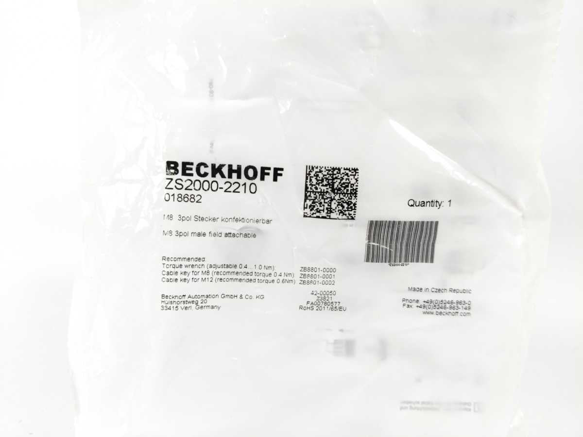 Beckhoff ZS2000-2210 M8 Plug Field Assembly