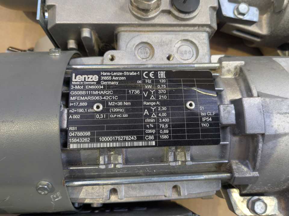 LENZE G50BB111MHAR2C 0,75kW Geared Motor, i=17,889