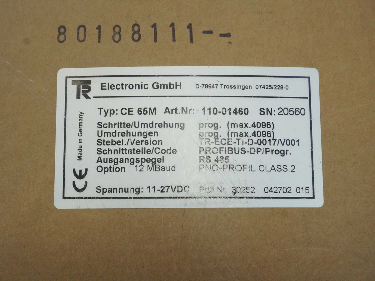 TR Electronic 110-01460 CE 65M RS 485 Multiturn Encoder PROFIBUS-DP
