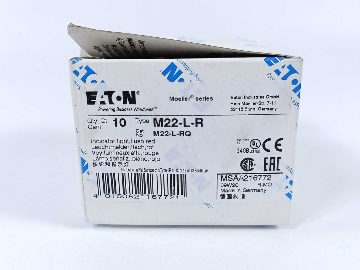 Eaton M22-L-R Indicator Light, Flush Red, Batch of 10 pcs.