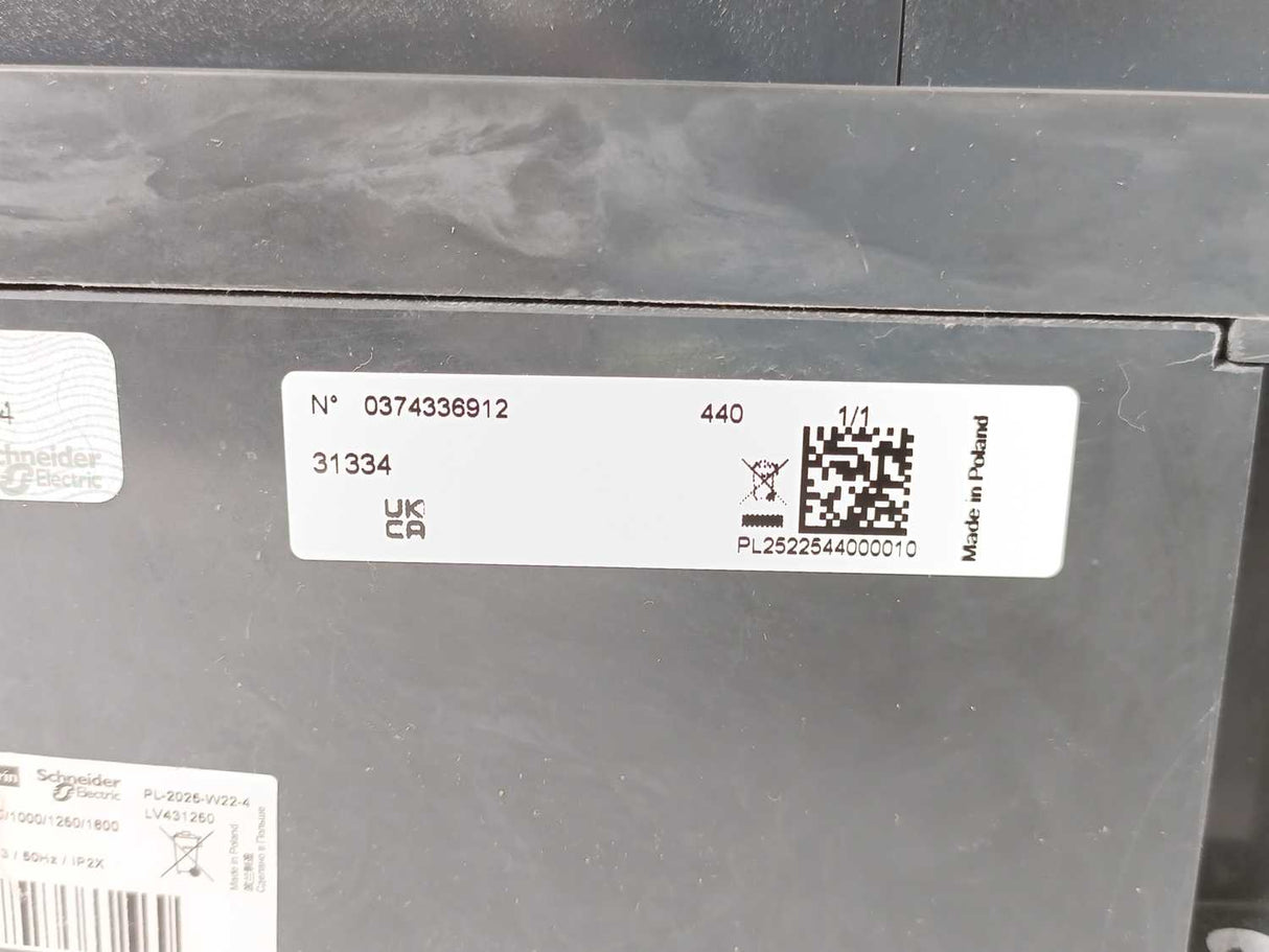 Schneider Electric 31334 Switch Disconnector, Compact INS1250, 1250 A