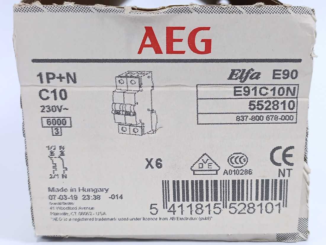 AEG E91C10N Elfa E91+N Circuit Breakers, Batch of 6 pcs.