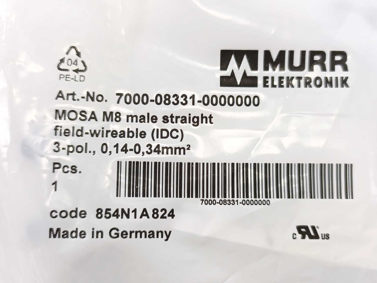 MURR Elektronik 7000-08331-0000000 Industrial Circular Connector, 3-Pole