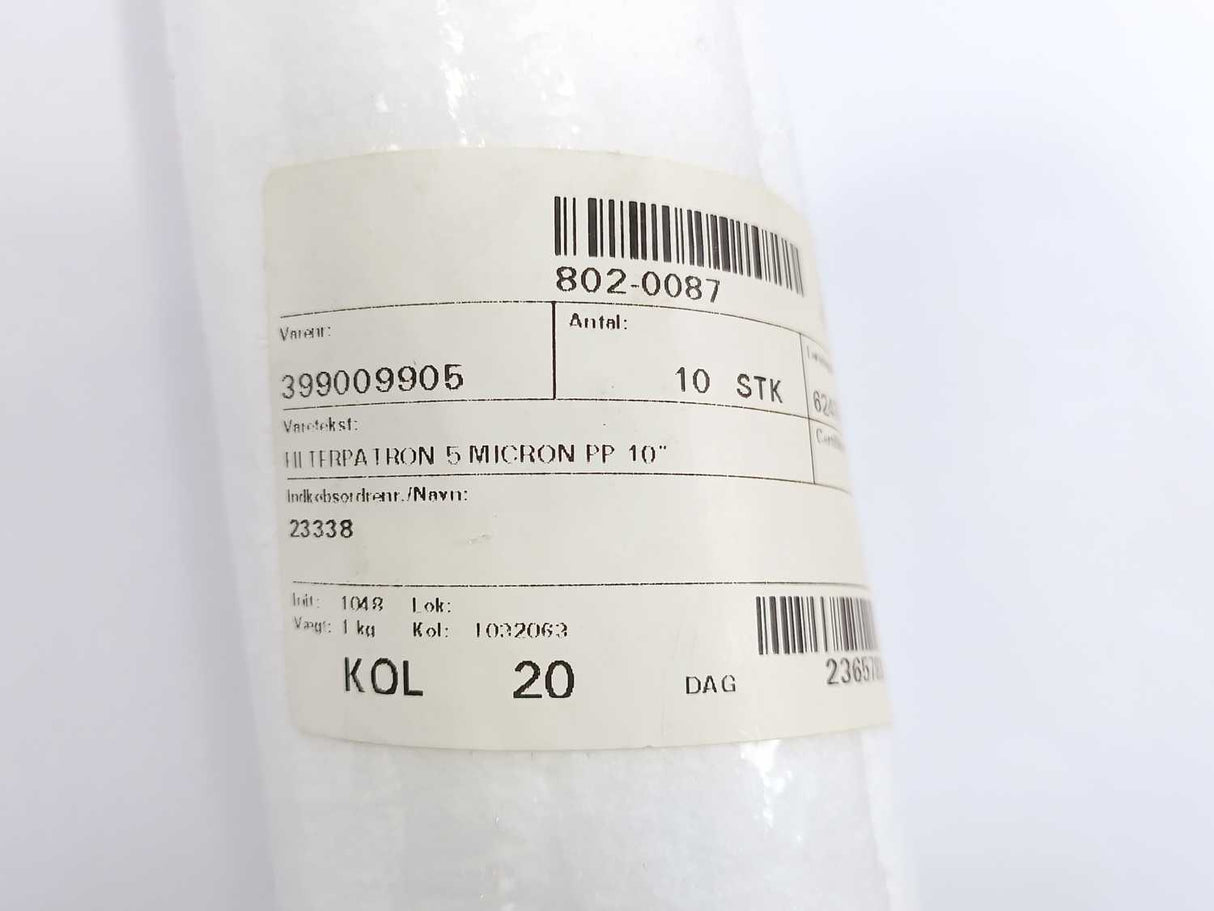 Filtec Vandteknik PPF-5-10 FILTERS Water Filter Cartridge Batch 10 pcs.
