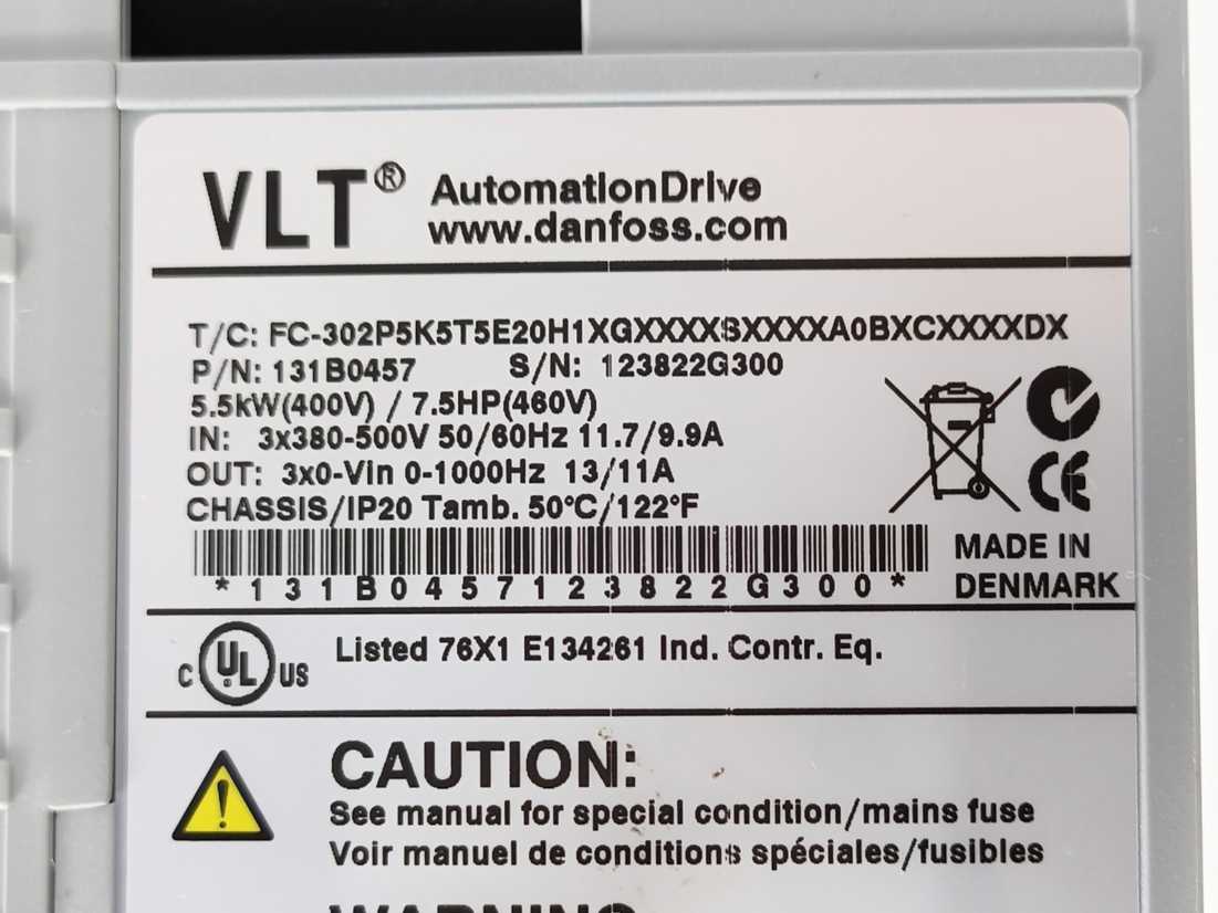 Danfoss 302P5K5T5E20H1XG 131B0457 VLT Frequency Converter 5,5kW
