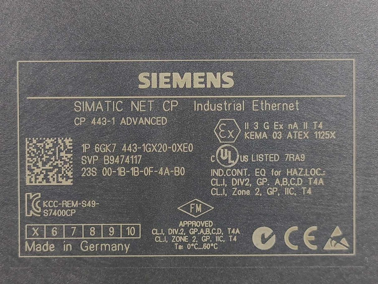 Siemens 6GK7443-1GX20-0XE0 SIMATIC NET Communication Processor CP 443-1