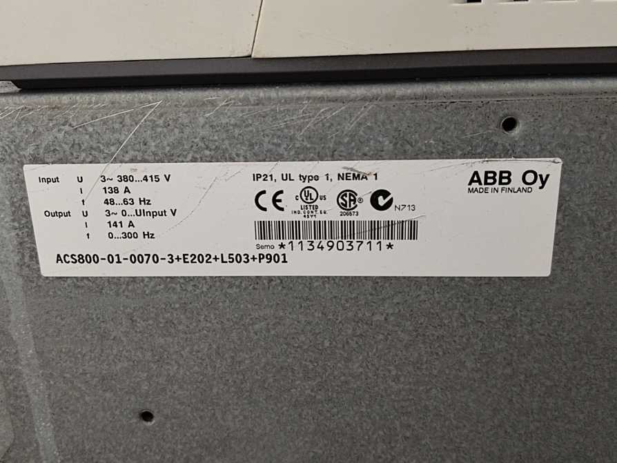 ABB ACS800-01-0070-3+E202+L503+P901 Frequency Converter