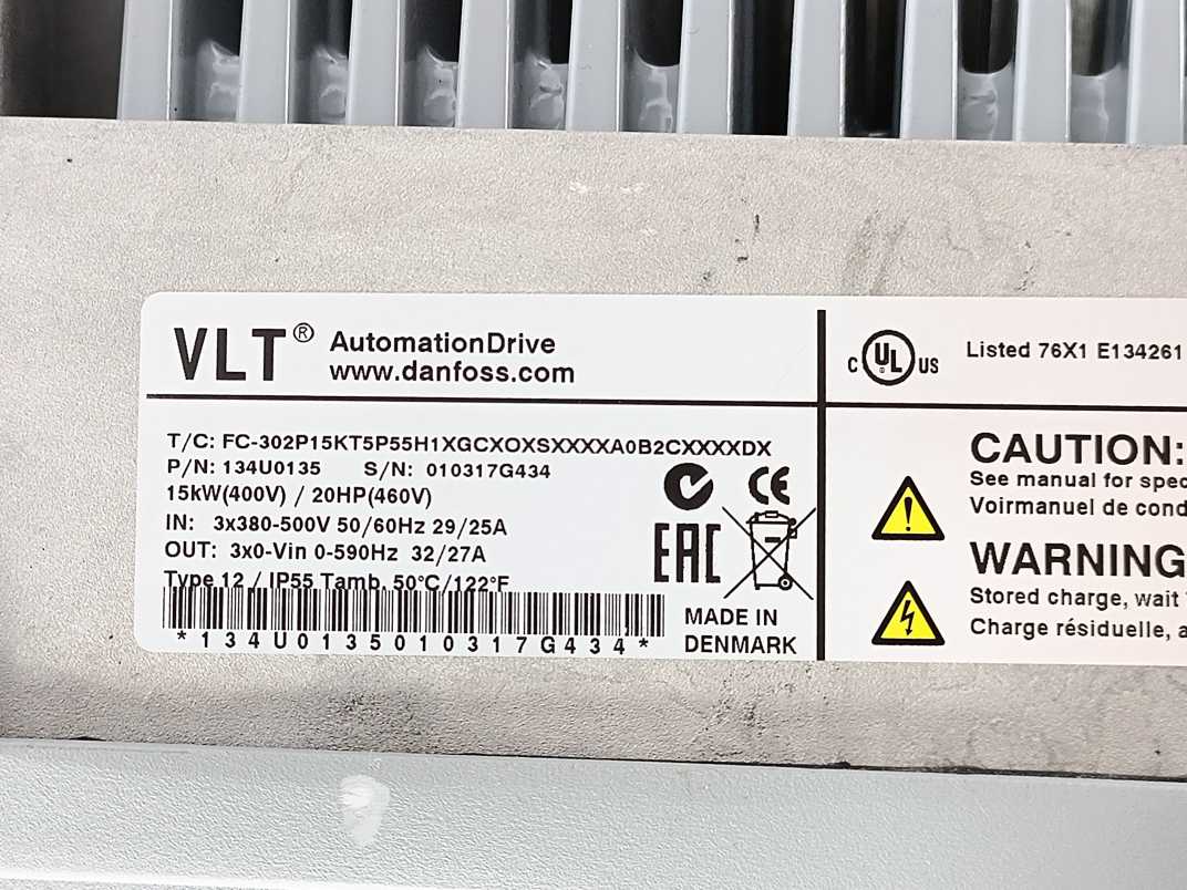 Danfoss FC-302P15KT5P55H1XGCX 134U0135 Frequency Converter 15kW