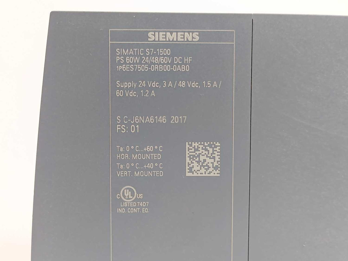 Siemens 6ES7505-0RB00-0AB0 SIMATIC S7-1500 System Power Supply