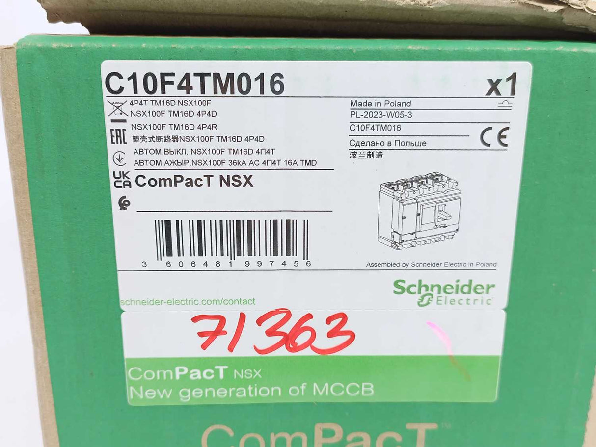 Schneider Electric C10F4TM016 ComPact NSX100F Circuit Breaker