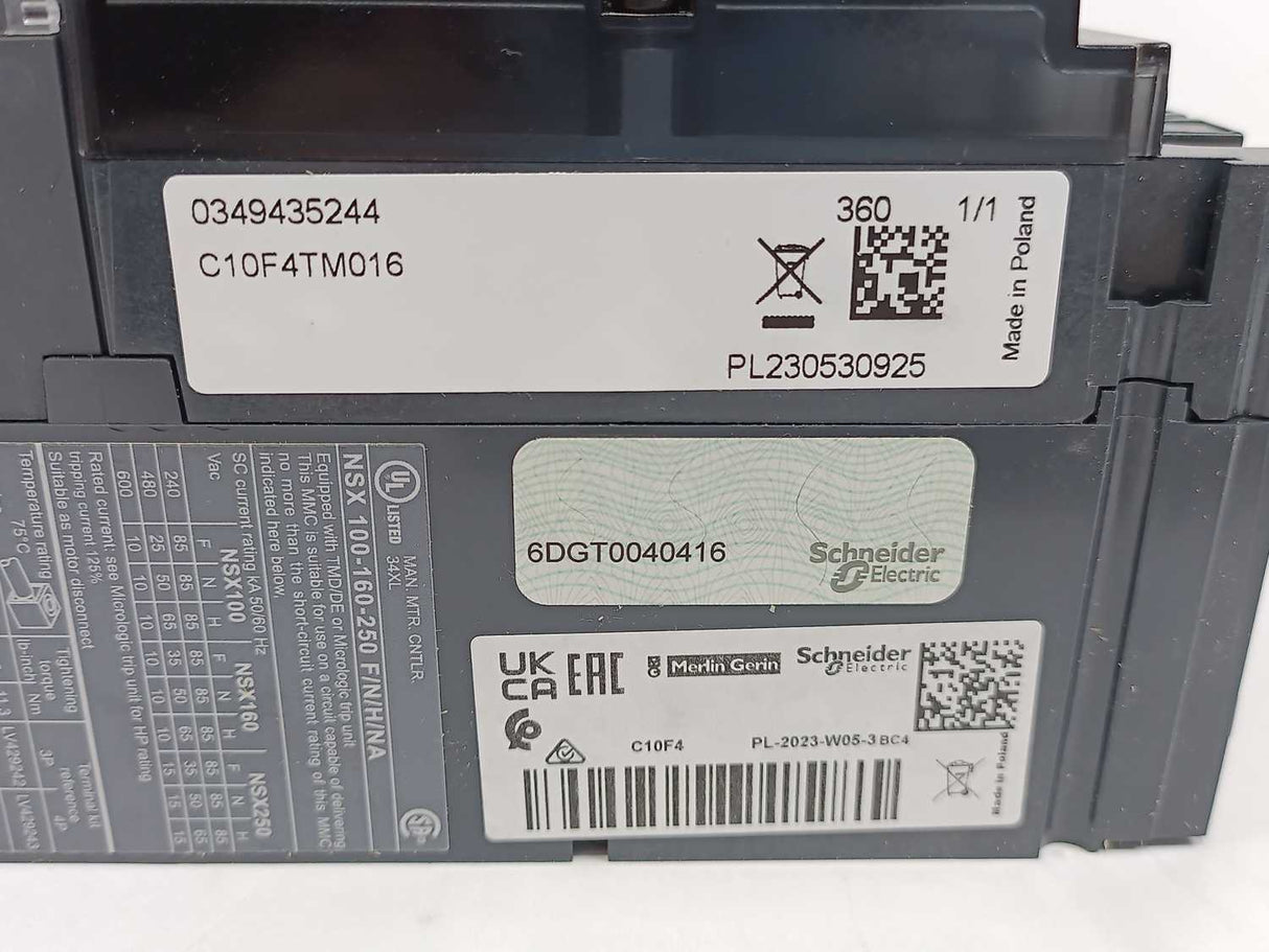 Schneider Electric C10F4TM016 ComPact NSX100F Circuit Breaker