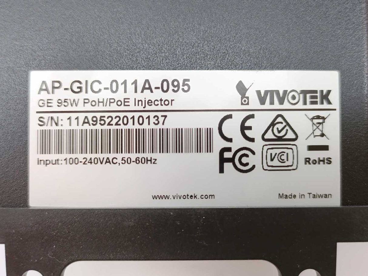 Vivotek 900048801G AP-GIC-011A-095 GE 95W PoH/PoE Injector