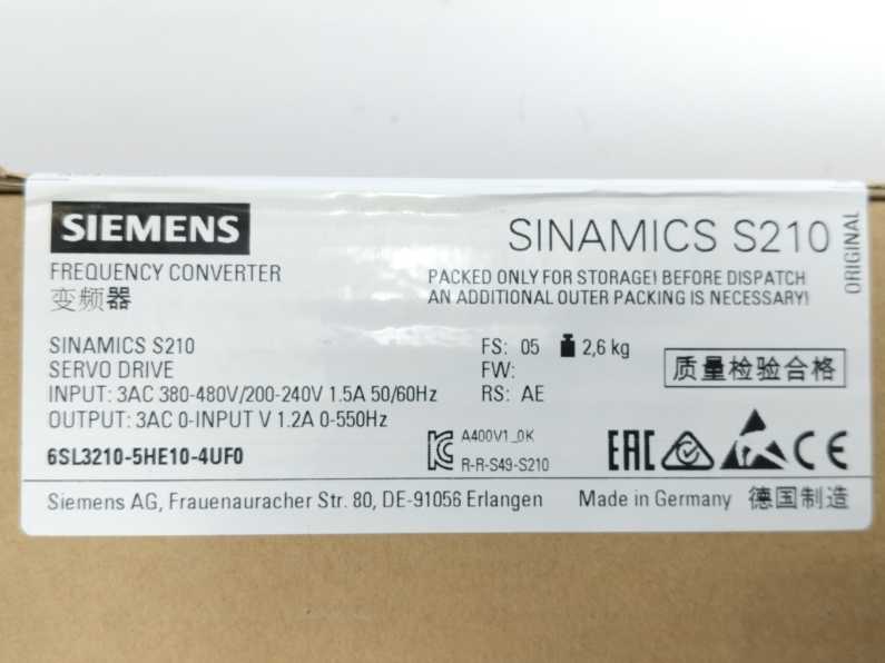 Siemens 6SL3210-5HE10-4UF0 SINAMICS S210 Frequency Converter