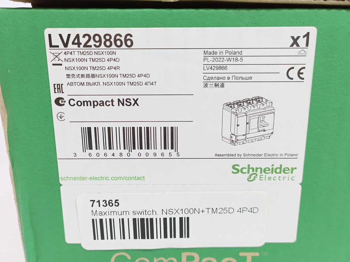 Schneider Electric LV429866 Compact NSX100N Circuit Breaker