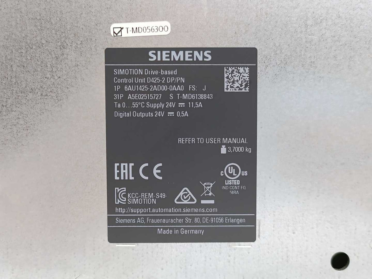 Siemens 6AU1425-2AD00-0AA0 SIMOTION Drive-Based Control Unit D425-2 DP/PN