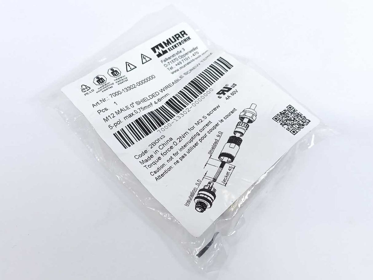 MURR Elektronik 7000-13302-0000000 M12 Male 0° A-cod. Screw Terminal
