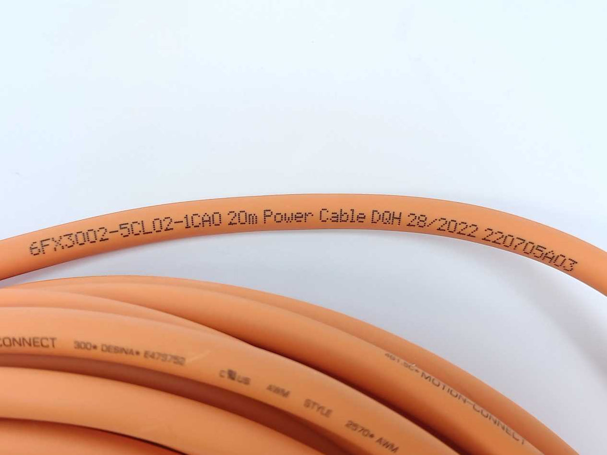 Siemens 6FX3002-5CL02-1CA0 Power Cable 20m With Straight Connector Mot