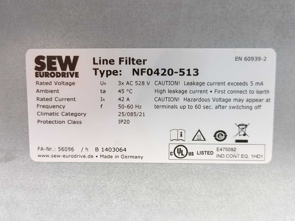 SEW-EURODRIVE 17983789 NF0420-513 Line Filter