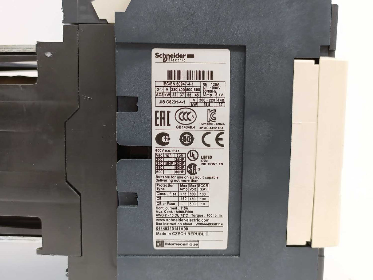 Schneider Electric LC1D80 Contactor w/ 24VAC Coil