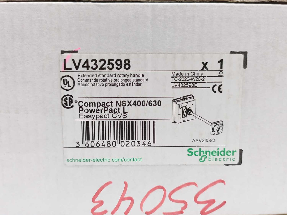 Schneider Electric LV432598 Compact NSX400/630 PowerPact L Extended Handle