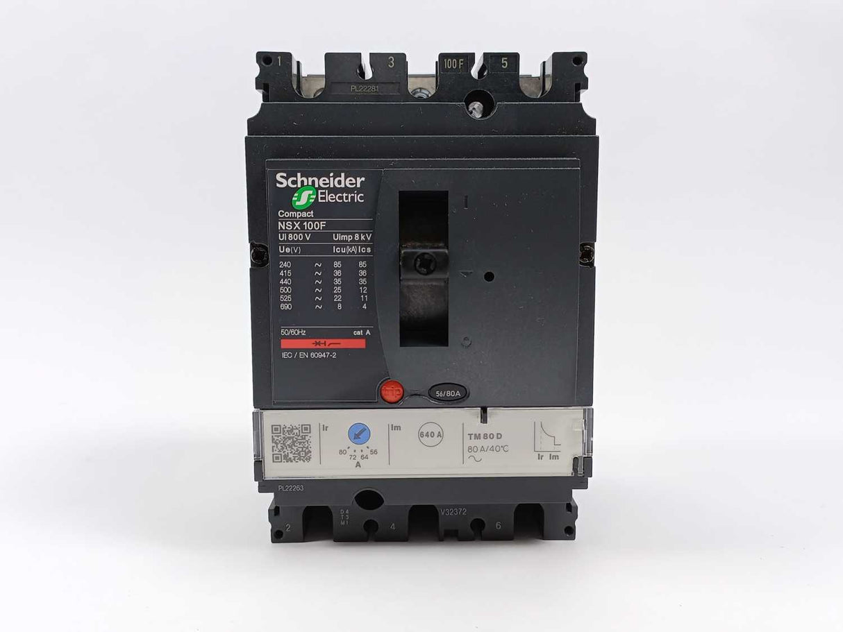 Schneider Electric LV429631 ComPact NSX100F + TM80D 3P3D Circuit Breaker