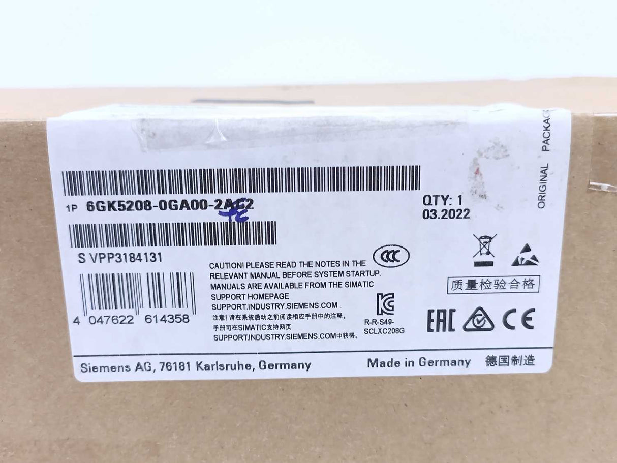 Siemens 6GK5208-0GA00-2TC2 Scalance XC208G Industrial Ethernet Switch Module
