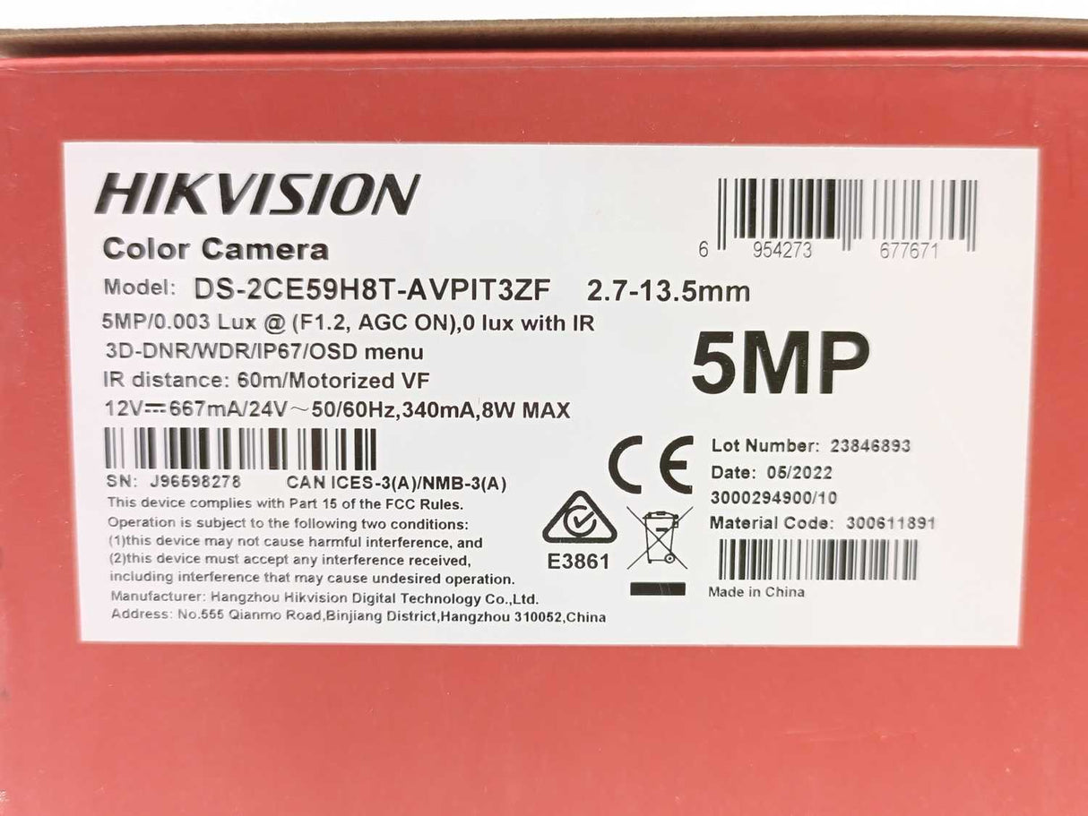 HikVision DS-2CE59H8T-AVPIT3ZF Ultra Low Light Motorized Varifocal Dome Camera