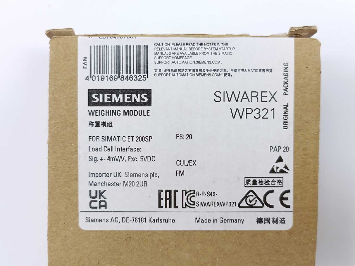 Siemens 7MH4138-6AA00-0BA0 SIWAREX WP321 Weighing Module