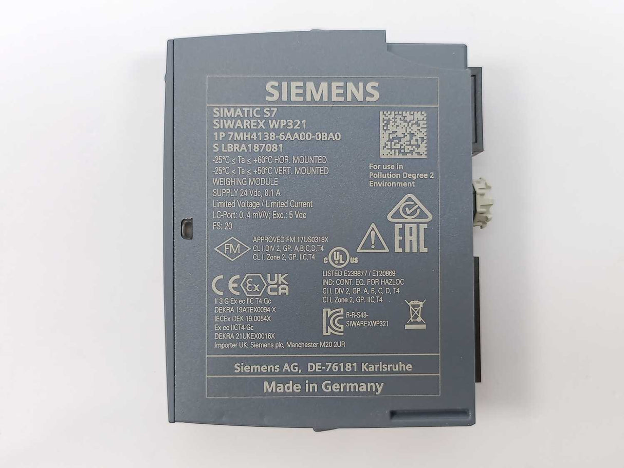 Siemens 7MH4138-6AA00-0BA0 SIWAREX WP321 Weighing Module