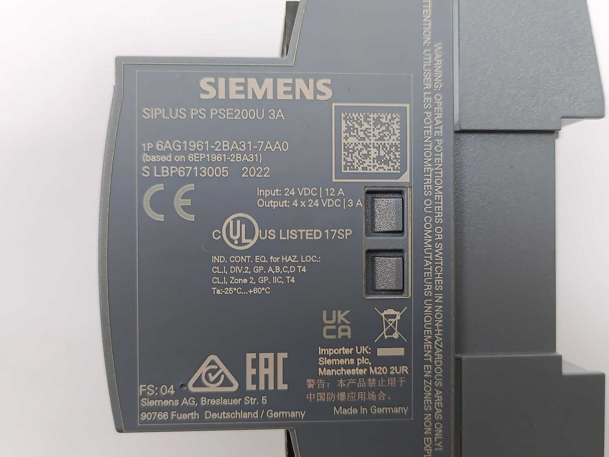 Siemens 6AG1961-2BA31-7AA0 SIPLUS PS PSE200U 3A PLC Electronics Board