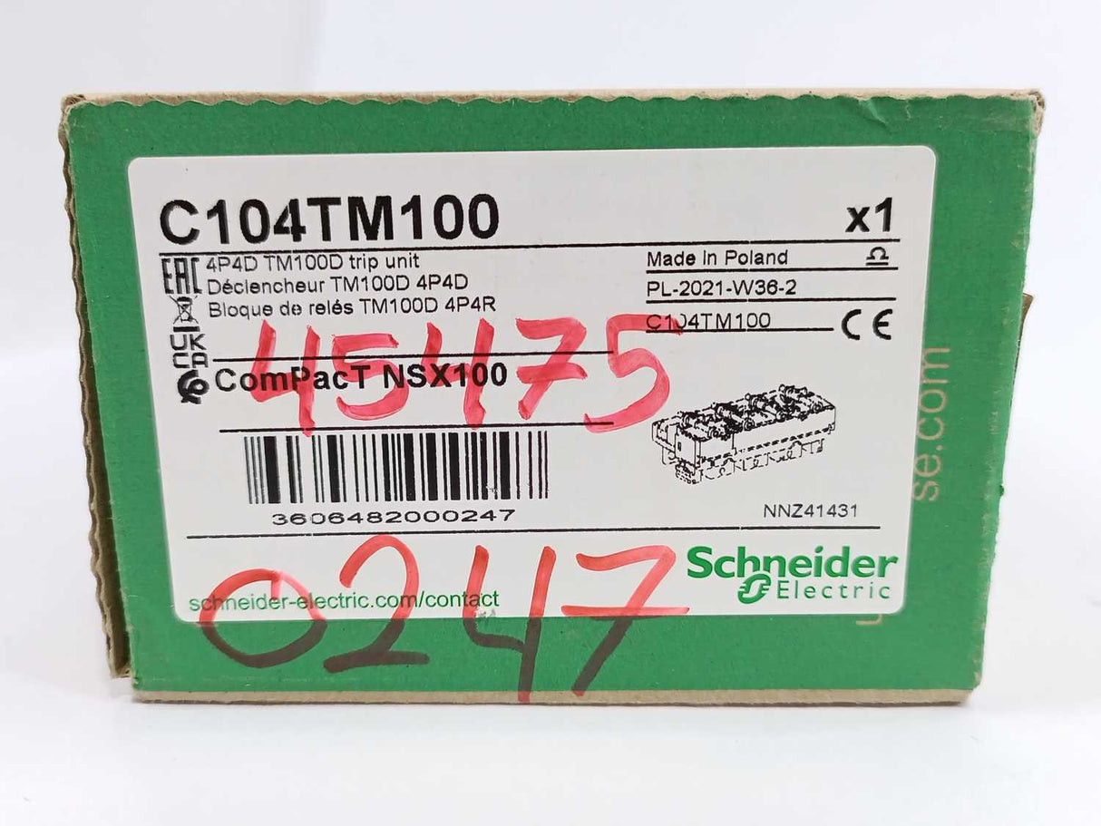 Schneider Electric C104TM100 ComPacT NSX100 TM100D Trip Unit