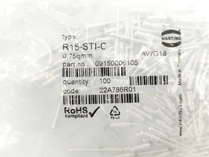 Harting 09150006105 R15-STI-C Crimp Contact Male Termination Batch 100 pcs.