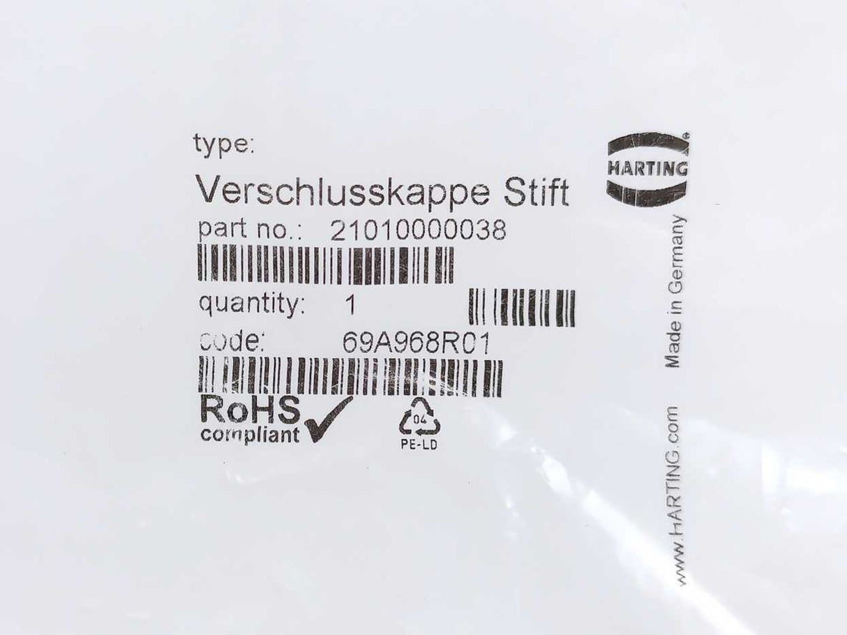 Harting 21010000038 Blinding Connector Cap for M12 Male Connector