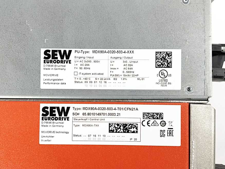 SEW-EURODRIVE MDX90A-TXX MDX90A-0320-503-4-T01/CFN21A Control Unit MOVIDRIVE