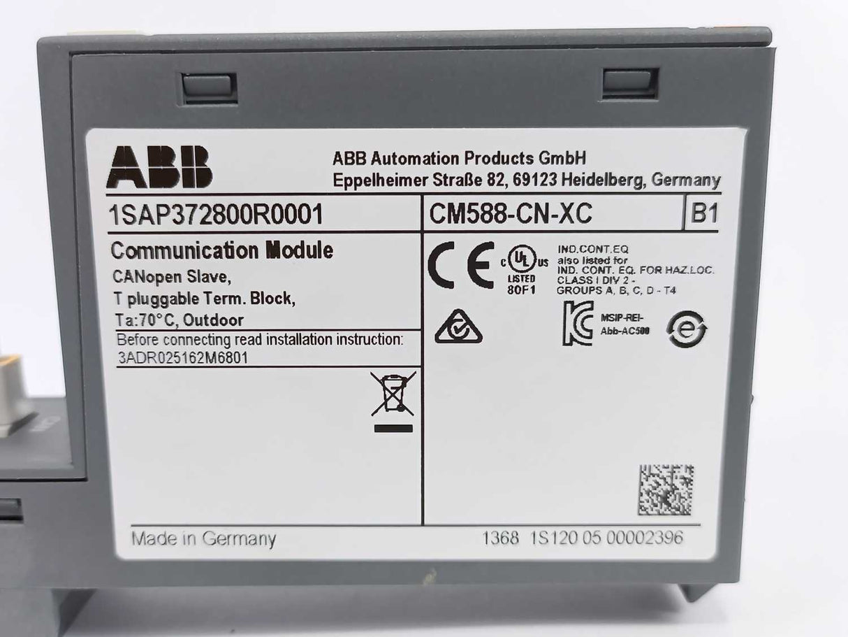 ABB 1SAP372800R0001 CM588-CN-XC CANopen Slave Communication Module