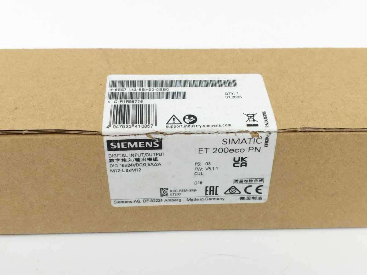 Siemens 6ES7 143-6BH00-0BB0 SIMATIC ET 200eco PN Digital I/O, DIQ 16x24VDC/0.5A