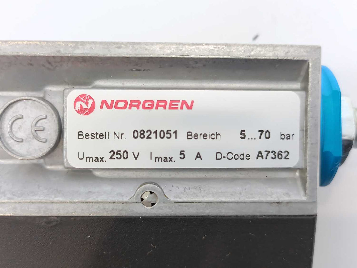 NORGREN 0821051 Hydraulic Pressure Switch 5-70bar, Umax 250V, Imax 5A