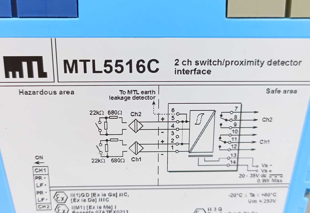 MTL MTL5516C 2 Channel Switch/Proximity Detector Interface