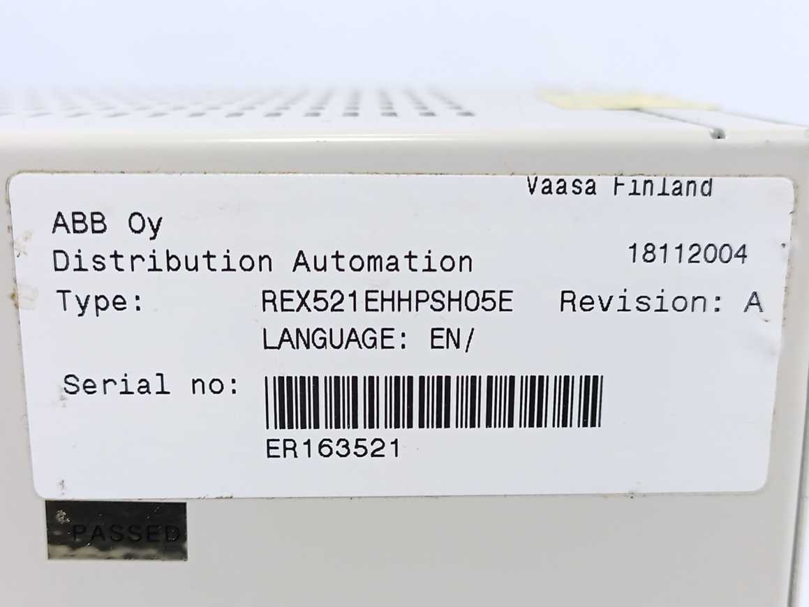 ABB REX521 EHHPSH05E Feeder Protection Relay REX 521, Rev. A
